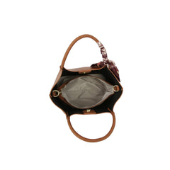 Pebbled Scarf Accent Tote Handbag