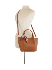 Pebbled Scarf Accent Tote Handbag
