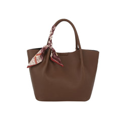 Pebbled Scarf Accent Tote Handbag