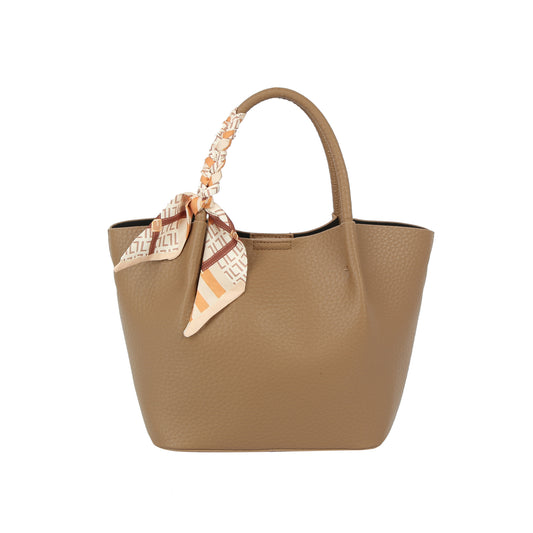 Pebbled Scarf Accent Tote Handbag
