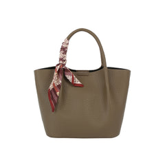 Pebbled Scarf Accent Tote Handbag