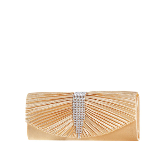Radiant Pleated Rhinestone Clutch