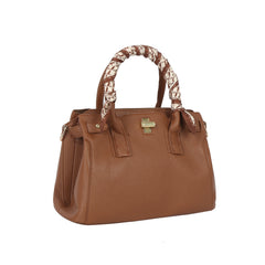 Silk Scarf Handle Satchel Bag