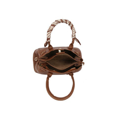 Silk Scarf Handle Satchel Bag