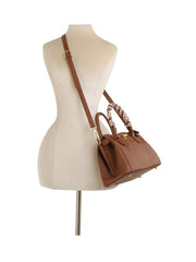 Silk Scarf Handle Satchel Bag
