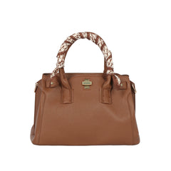 Silk Scarf Handle Satchel Bag
