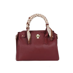 Silk Scarf Handle Satchel Bag