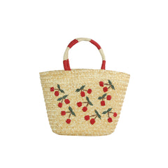 Embroidered Fruit Straw Market Tote