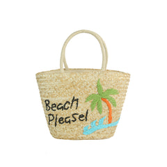 Embroidered Fruit Straw Market Tote