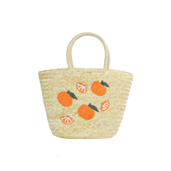 Embroidered Fruit Straw Market Tote