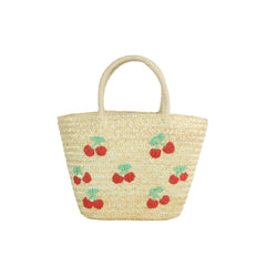 Embroidered Fruit Straw Market Tote