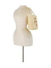 Embroidered Fruit Straw Market Tote