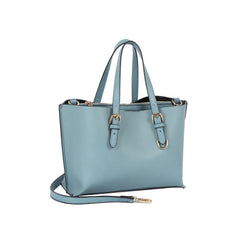 Buckle Strap Structured Satchel Tote