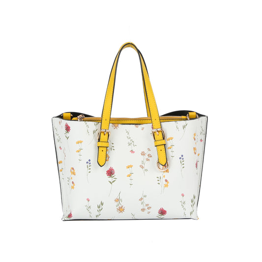 Buckle Strap Structured Satchel Tote
