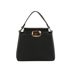 Gold Clasp Structured Top Handle Bag