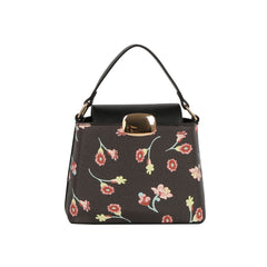 Gold Clasp Structured Top Handle Bag