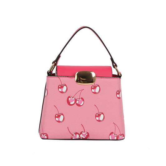 Gold Clasp Structured Top Handle Bag