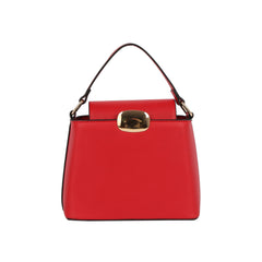 Gold Clasp Structured Top Handle Bag