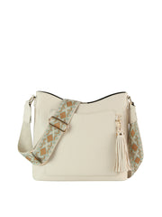 Soft leather tassel detail guitar strap crossbody