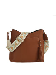 Soft leather tassel detail guitar strap crossbody