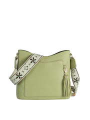 Soft leather tassel detail guitar strap crossbody