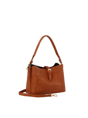 Boho style buckle detail hobo shoulder bag