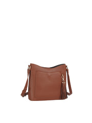 Tassel Charm Pebbled Crossbody Bag