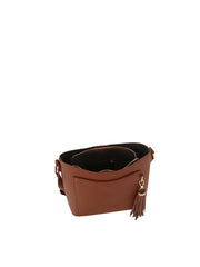 Tassel Charm Pebbled Crossbody Bag