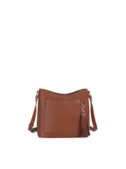 Tassel Charm Pebbled Crossbody Bag