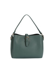 Structured Buckle Bucket Shoulder Bag