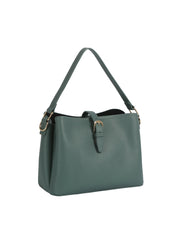 Structured Buckle Bucket Shoulder Bag