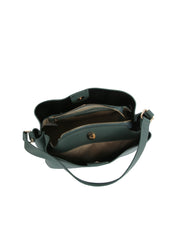Structured Buckle Bucket Shoulder Bag