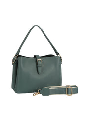 Structured Buckle Bucket Shoulder Bag