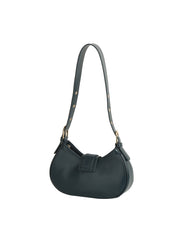 Strap Buckle Accent Smooth Shoulder Bag