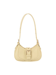 Strap Buckle Accent Smooth Shoulder Bag