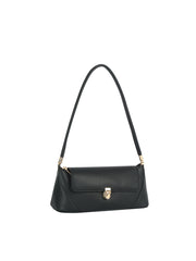 Pebbled Faux Leather Turn-Lock Shoulder Bag