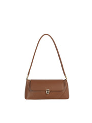 Pebbled Faux Leather Turn-Lock Shoulder Bag