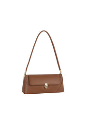 Pebbled Faux Leather Turn-Lock Shoulder Bag