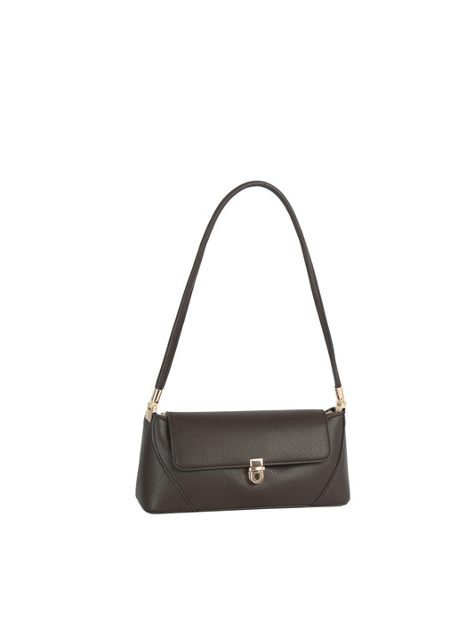 Pebbled Faux Leather Turn-Lock Shoulder Bag