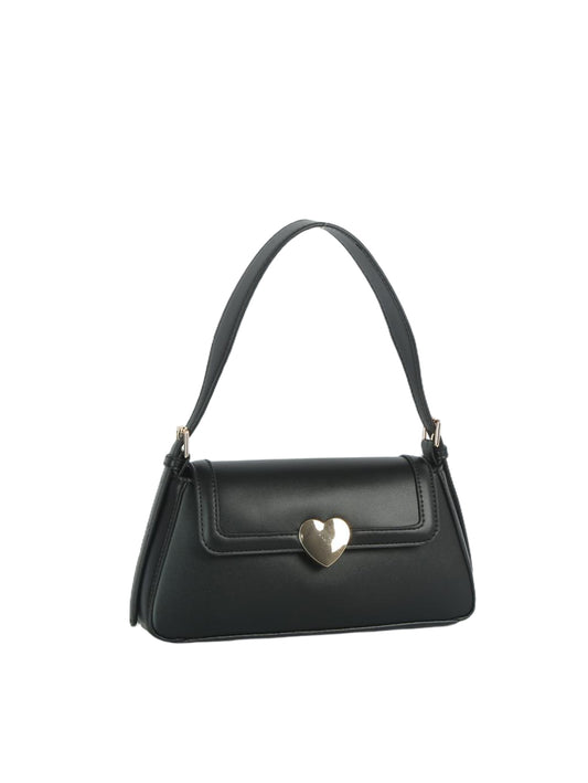 Heart Turn-Lock Structured Shoulder Bag