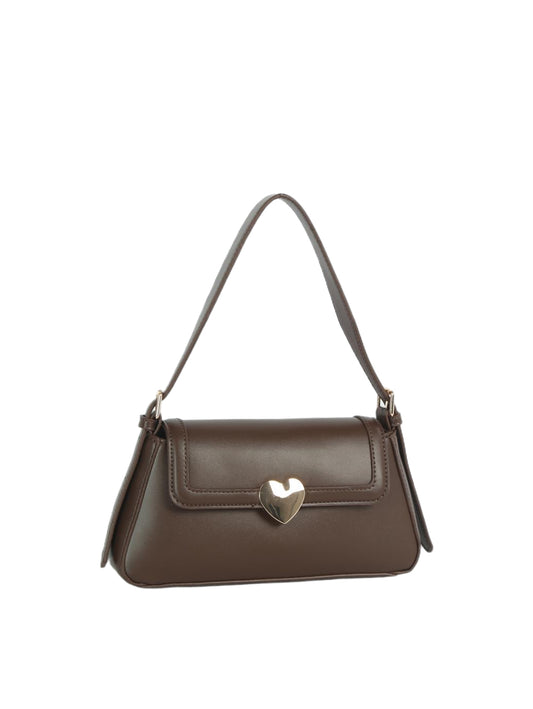 Heart Turn-Lock Structured Shoulder Bag