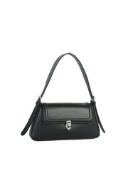 Minimalist Faux Leather Turn-Lock Shoulder Bag
