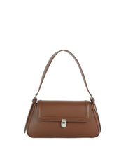Minimalist Faux Leather Turn-Lock Shoulder Bag