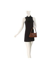 Minimalist Faux Leather Turn-Lock Shoulder Bag