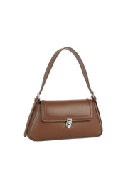 Minimalist Faux Leather Turn-Lock Shoulder Bag