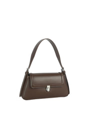 Minimalist Faux Leather Turn-Lock Shoulder Bag