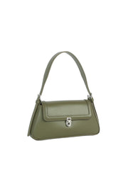 Minimalist Faux Leather Turn-Lock Shoulder Bag