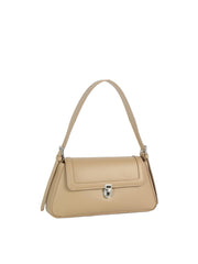 Minimalist Faux Leather Turn-Lock Shoulder Bag