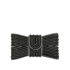 Beaded Bow Evening Clutch with Pearl and Rhinestone Detailing