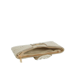 Beaded Bow Evening Clutch with Pearl and Rhinestone Detailing